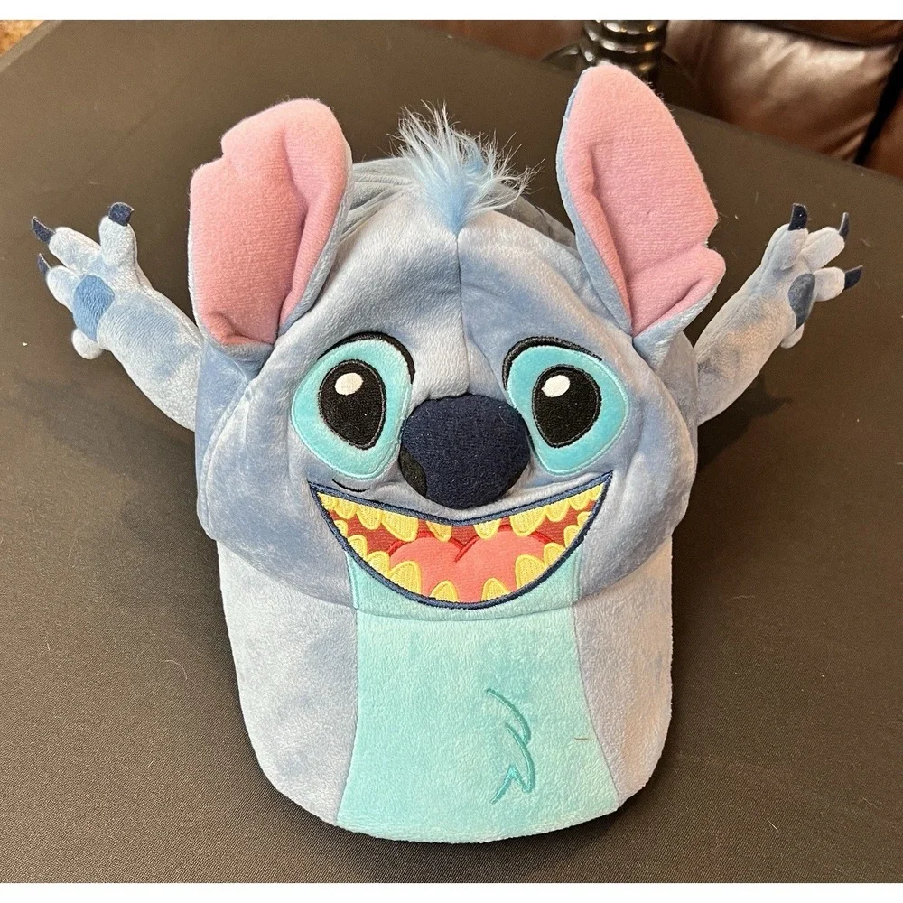 Disney Parks Plush Stitch Hat Baseball Cap Adult Adjustable 3D Ears Arms NWOT‎